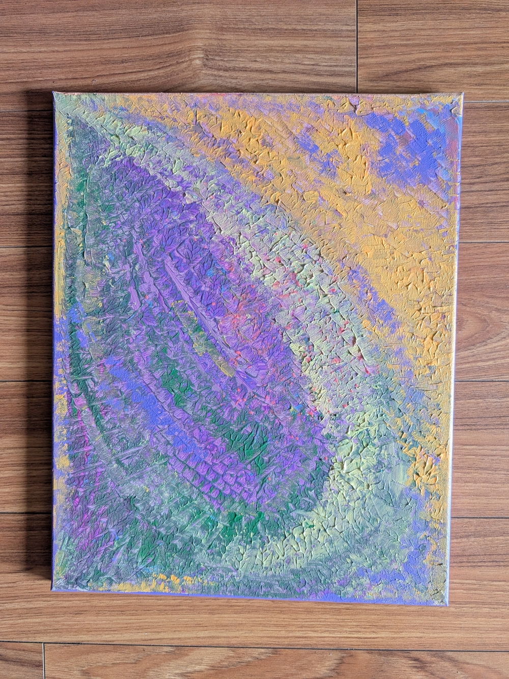 Abstract Avacado Textured Canvas Wall Art - Purple & Green